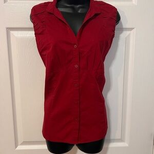 Worthington Bold Red Button-Up Blouse